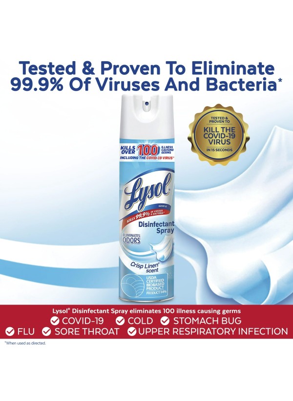 Lysol Disinfectant, Sanitizer and Antibacterial Spray Crisp Linen, 19 fl oz