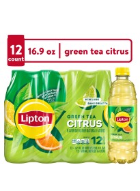 Lipton Iced Green Tea, Citurs Bottle Tea Drink, 16.9 fl oz, 12 Bottles